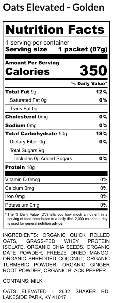 GoldenCoconutMango nutrition facts
