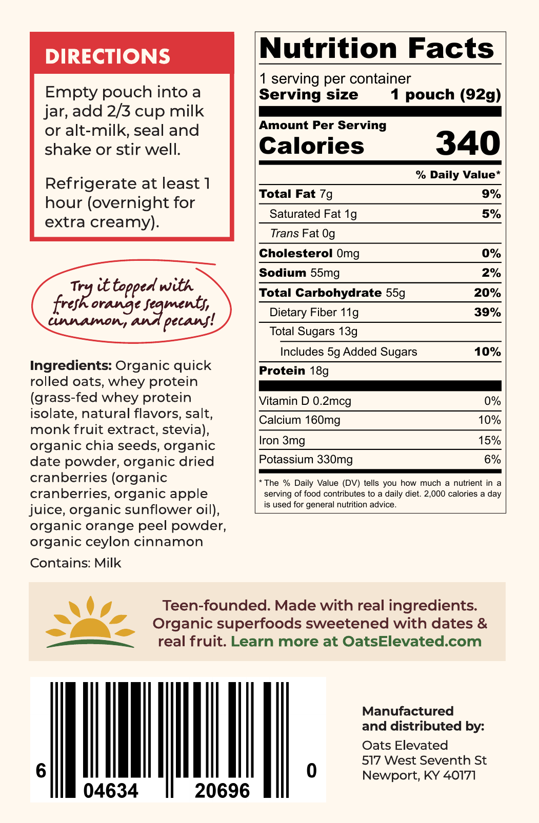 Orange Cranberry - Limited Edition (Overnight Oats) nutrition facts and ingredients label