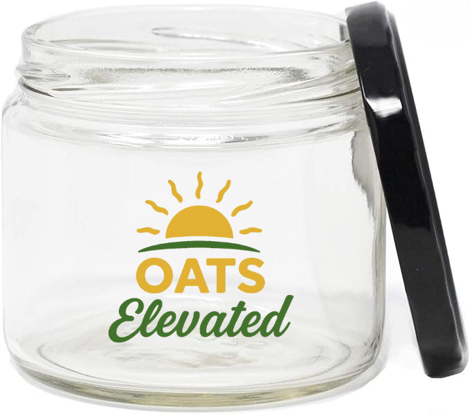 Oats Elevated Reusable 12 oz Glass Jar