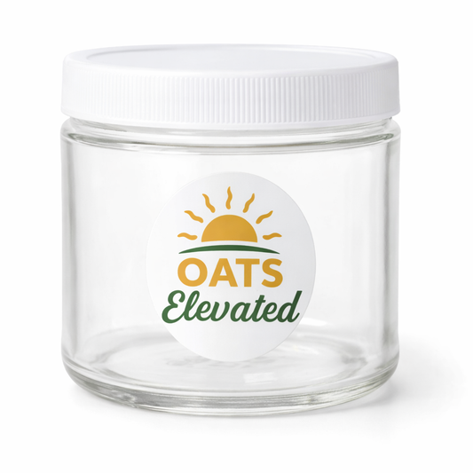 Oats Elevated Reusable 12 oz Glass Jar