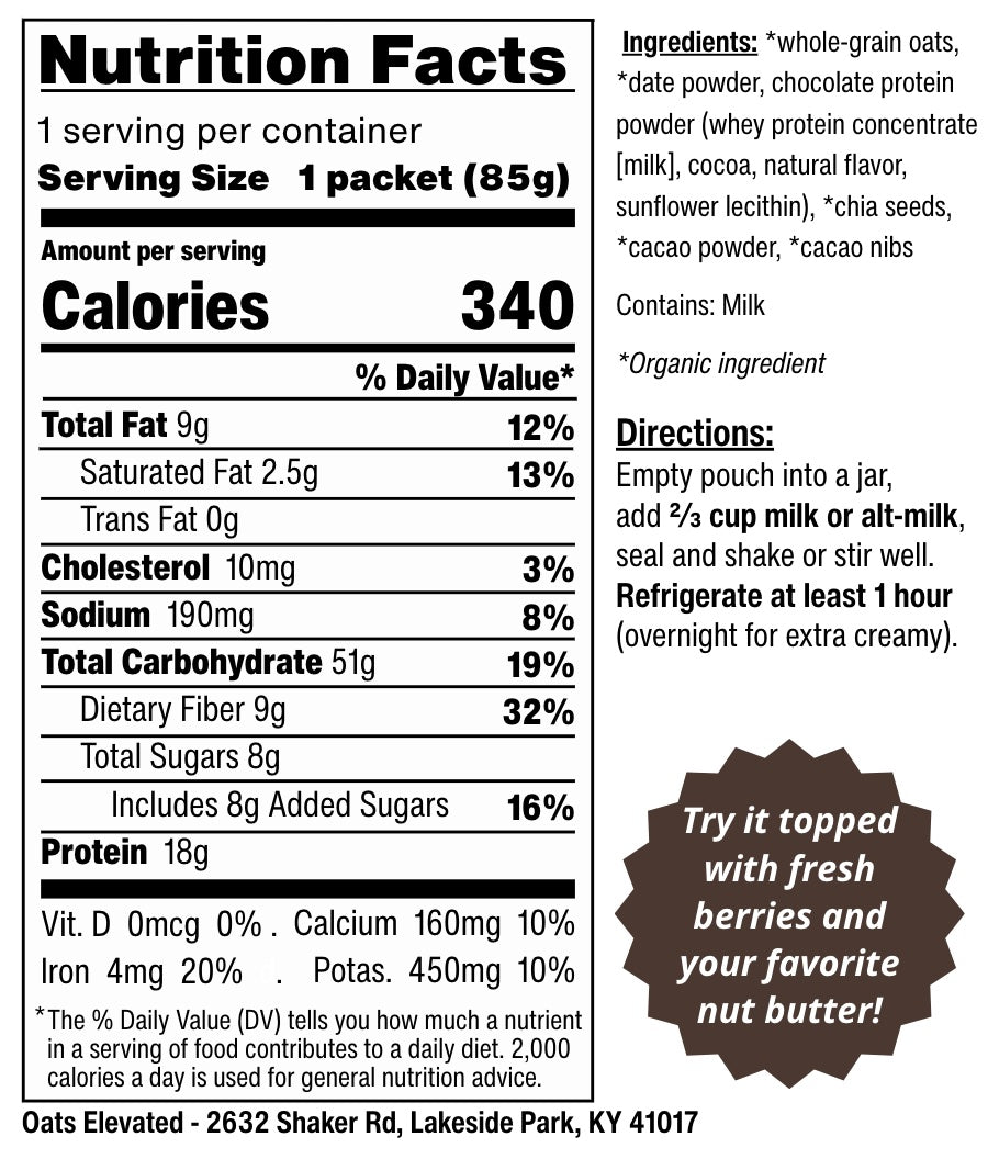 Dark Chocolate with Cacao Nibs (Overnight Oats)