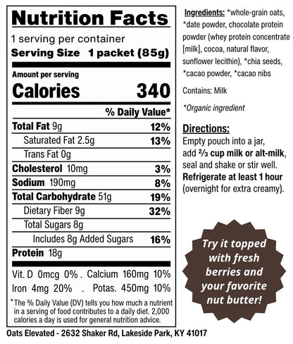 Dark Chocolate with Cacao Nibs (Overnight Oats)