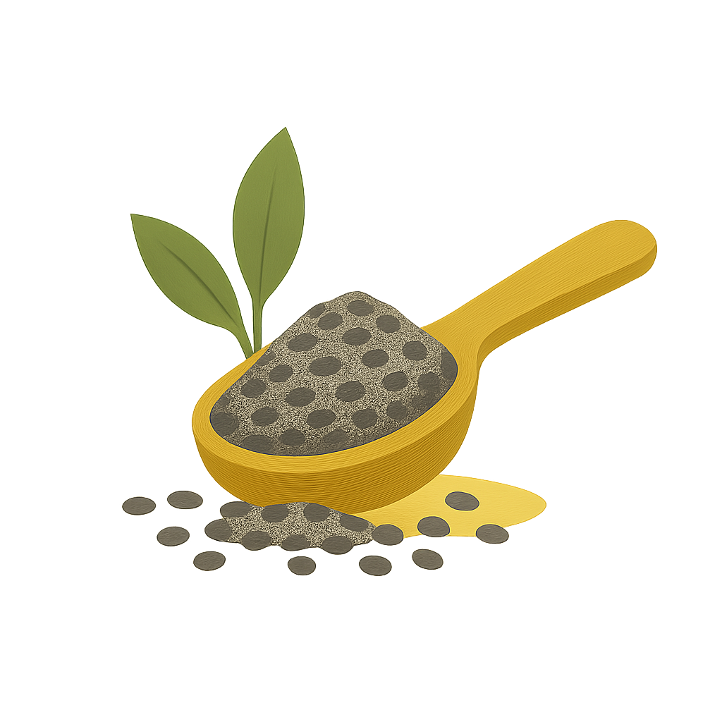 Color-block illustration of chia seeds.
