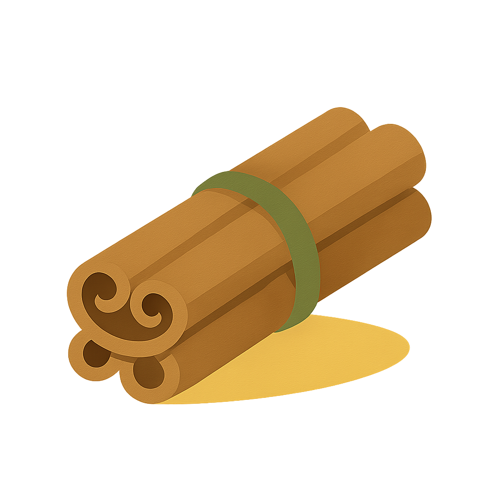 Color-block illustration of cinnamon sticks.
