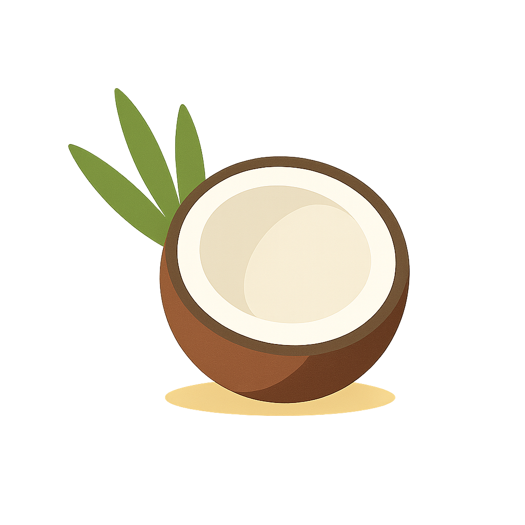 Color-block illustration of a coconut.