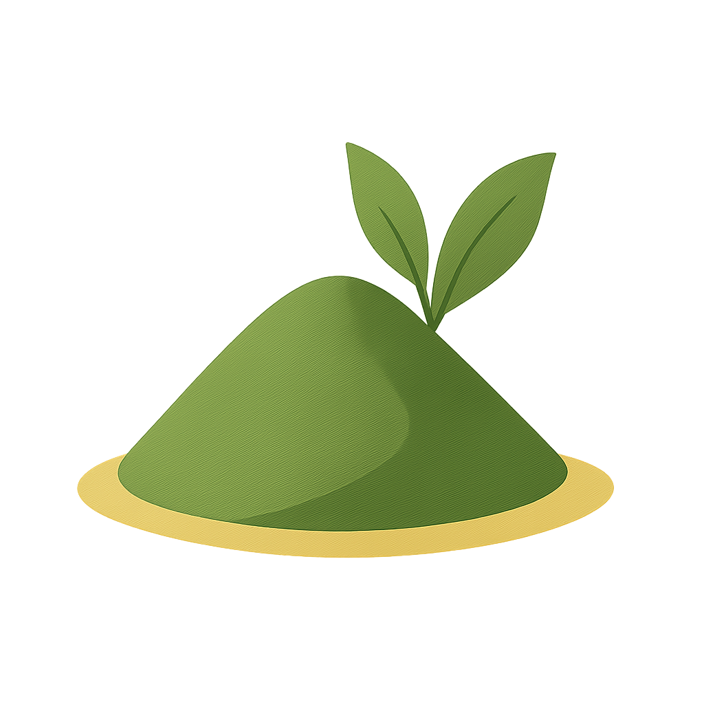 Color-block illustration of matcha powder.