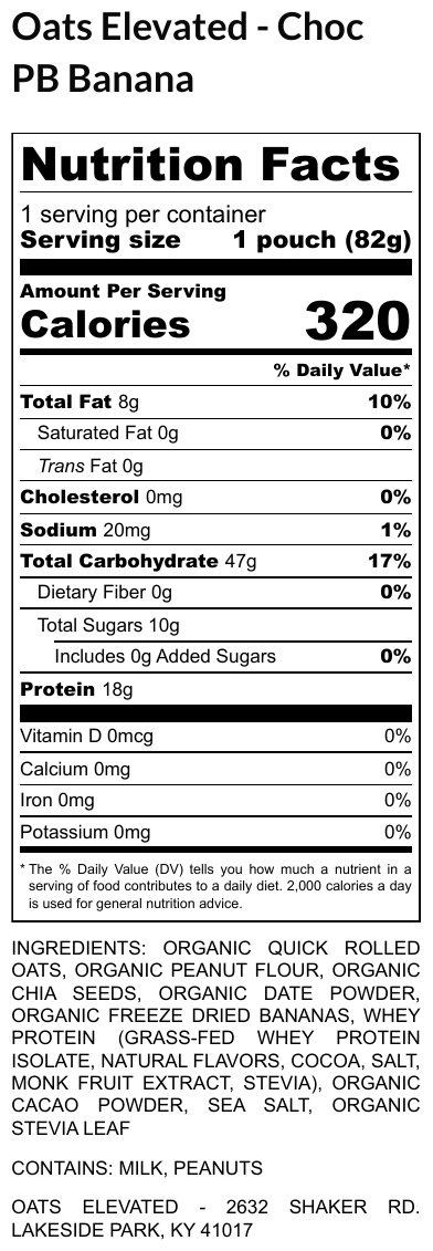 ChocPBBanana nutrition facts