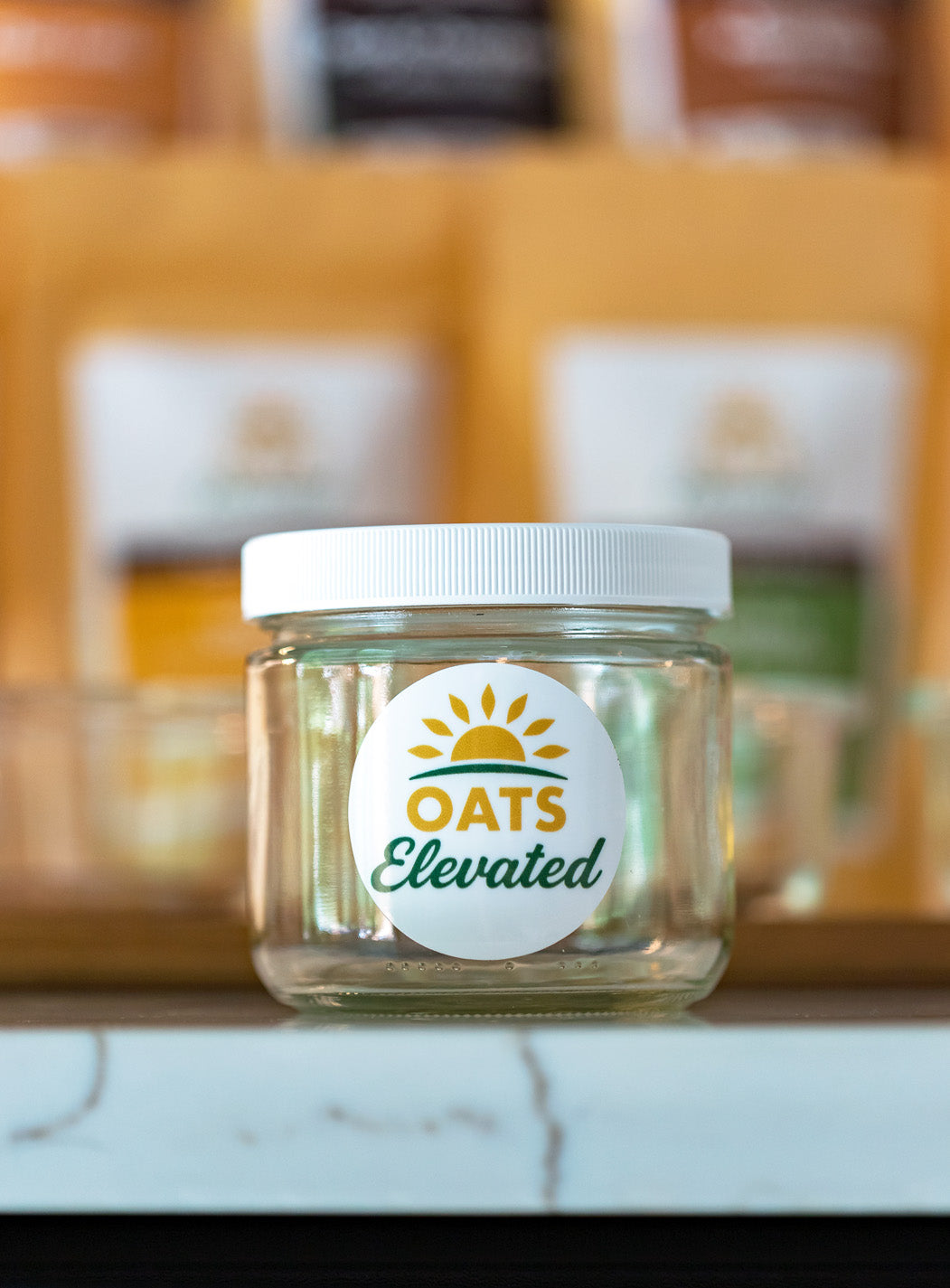 Oats Elevated Reusable 12 oz Glass Jar — product photo